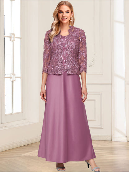 Sheath/Column Scoop Sleeveless 2 Pieces Mother of the Bride Dresses with Appliques & Jacket