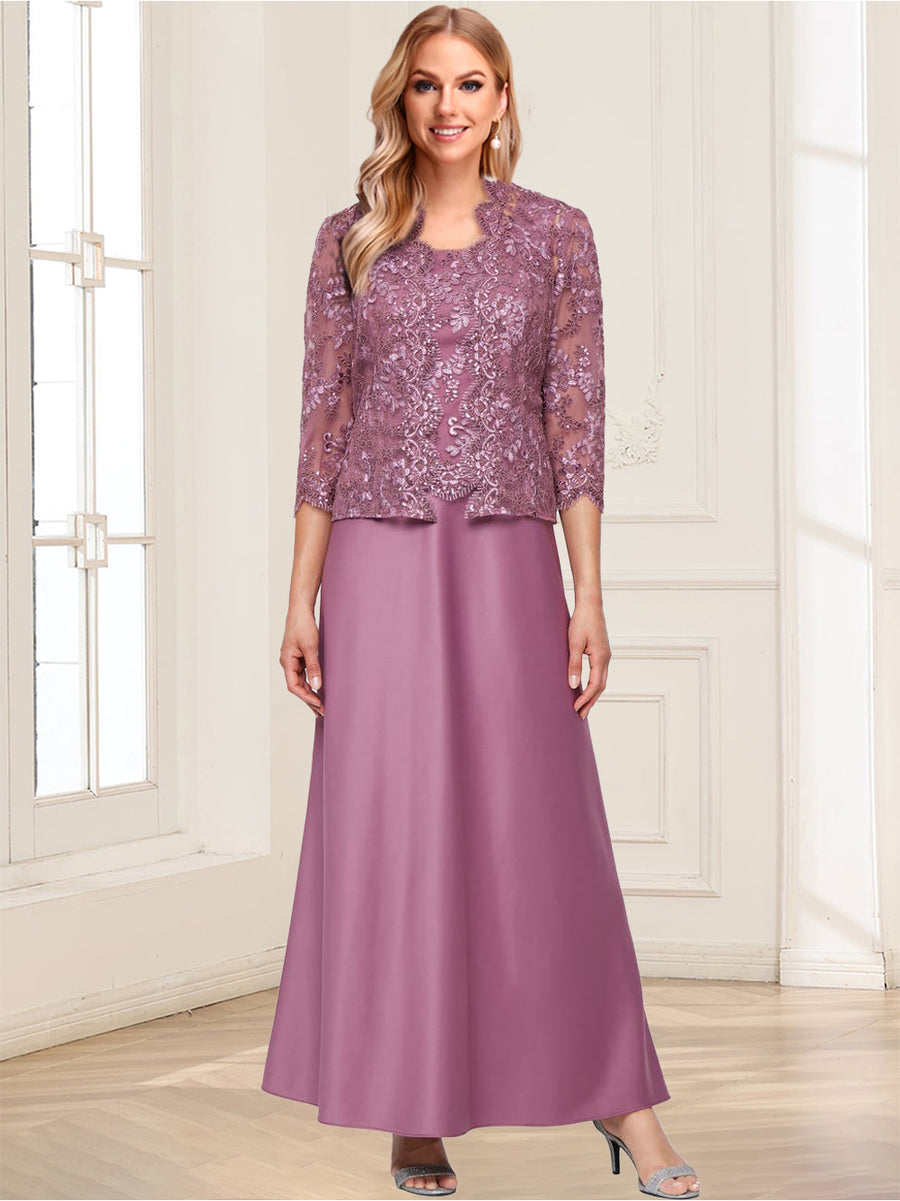 Sheath/Column Scoop Sleeveless 2 Pieces Mother of the Bride Dresses with Appliques & Jacket