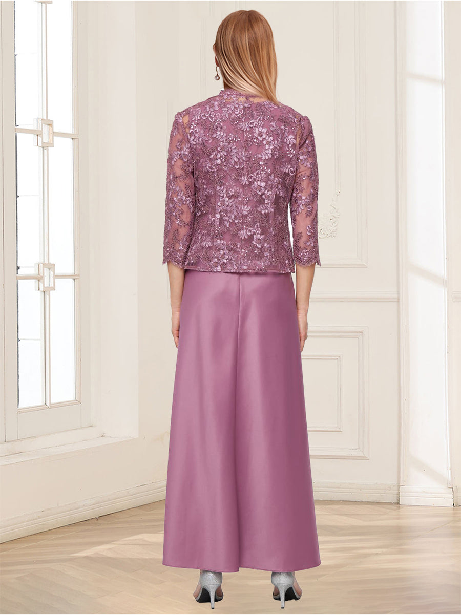 Sheath/Column Scoop Sleeveless 2 Pieces Mother of the Bride Dresses with Appliques & Jacket