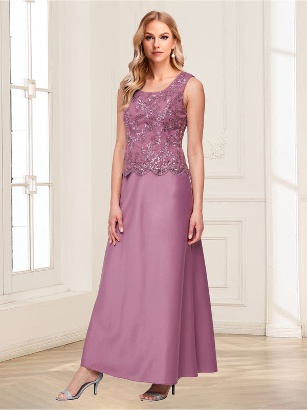 Sheath/Column Scoop Sleeveless 2 Pieces Mother of the Bride Dresses with Appliques & Jacket