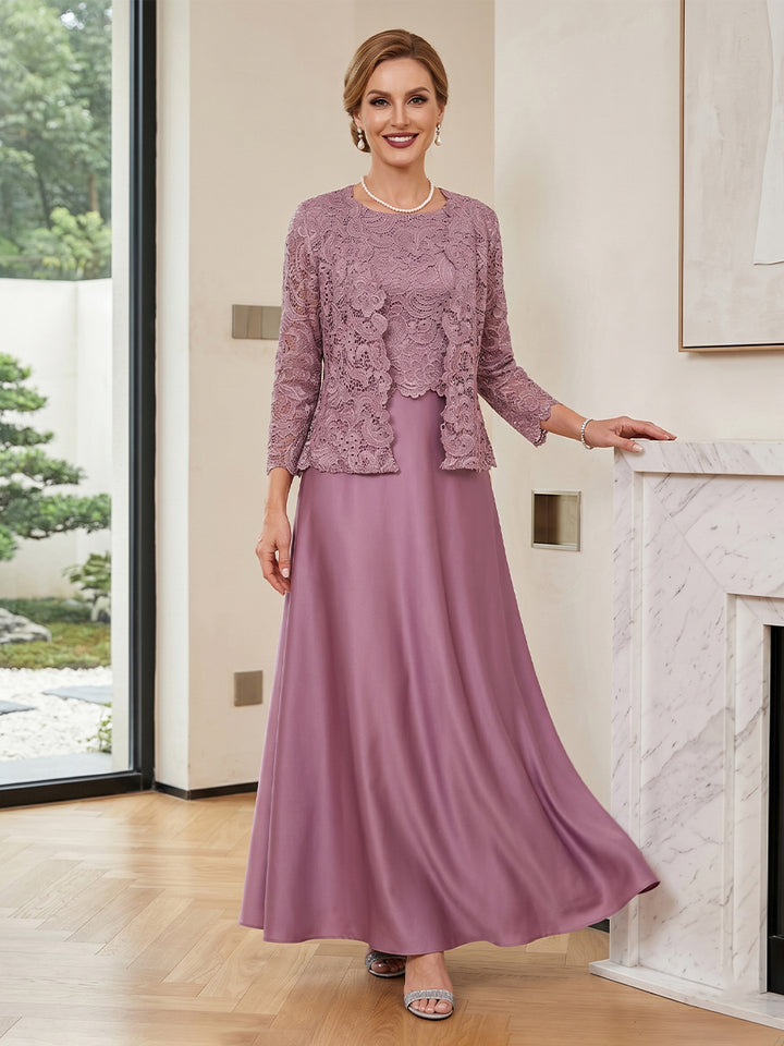Sheath/Column Scoop Sleeveless Ankle-Length 2 Pieces Mother of the Bride Dresses with Appliques &amp; Jacket