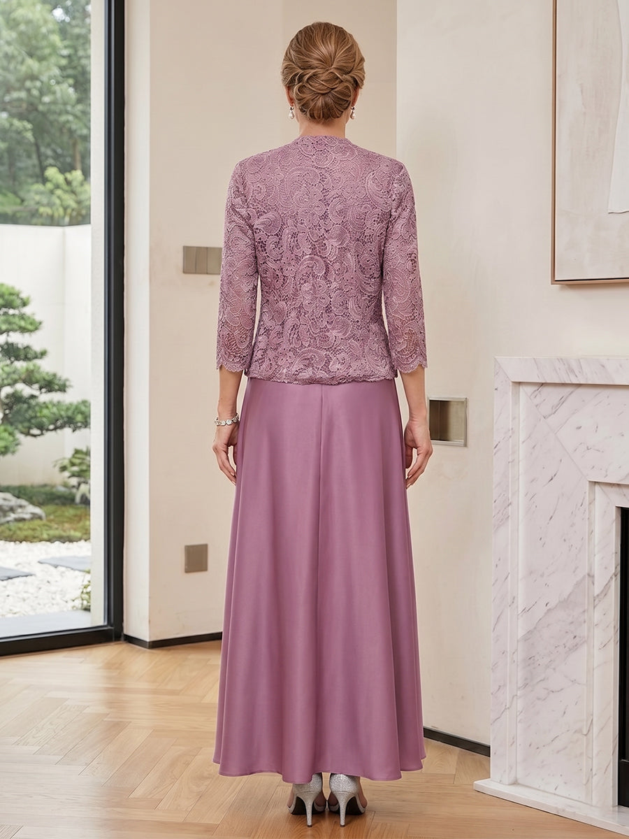 Sheath/Column Scoop Sleeveless Ankle-Length 2 Pieces Mother of the Bride Dresses with Appliques &amp; Jacket