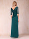 Sheath/Column V-Neck Half Sleeves Mother of the Bride Dresses With Appliques