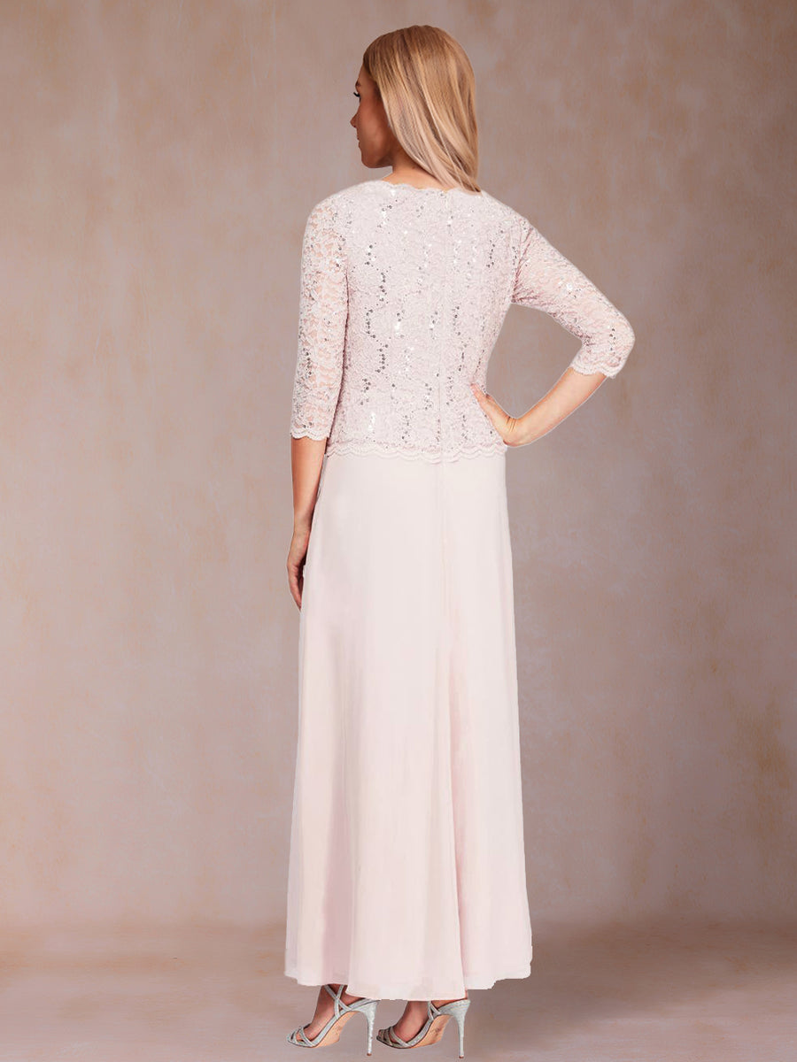 Sheath/Column Crew Neck Half Sleeves Mother of the Bride Dresses With Sequins