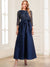A-Line/Princess Crew Neck 3/4 Sleeves Mother of the Bride Dresses With Belt & Sequins
