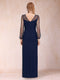 Sheath/Column Crew Neck Long Sleeves Mother of the Bride Dresses With Beadings