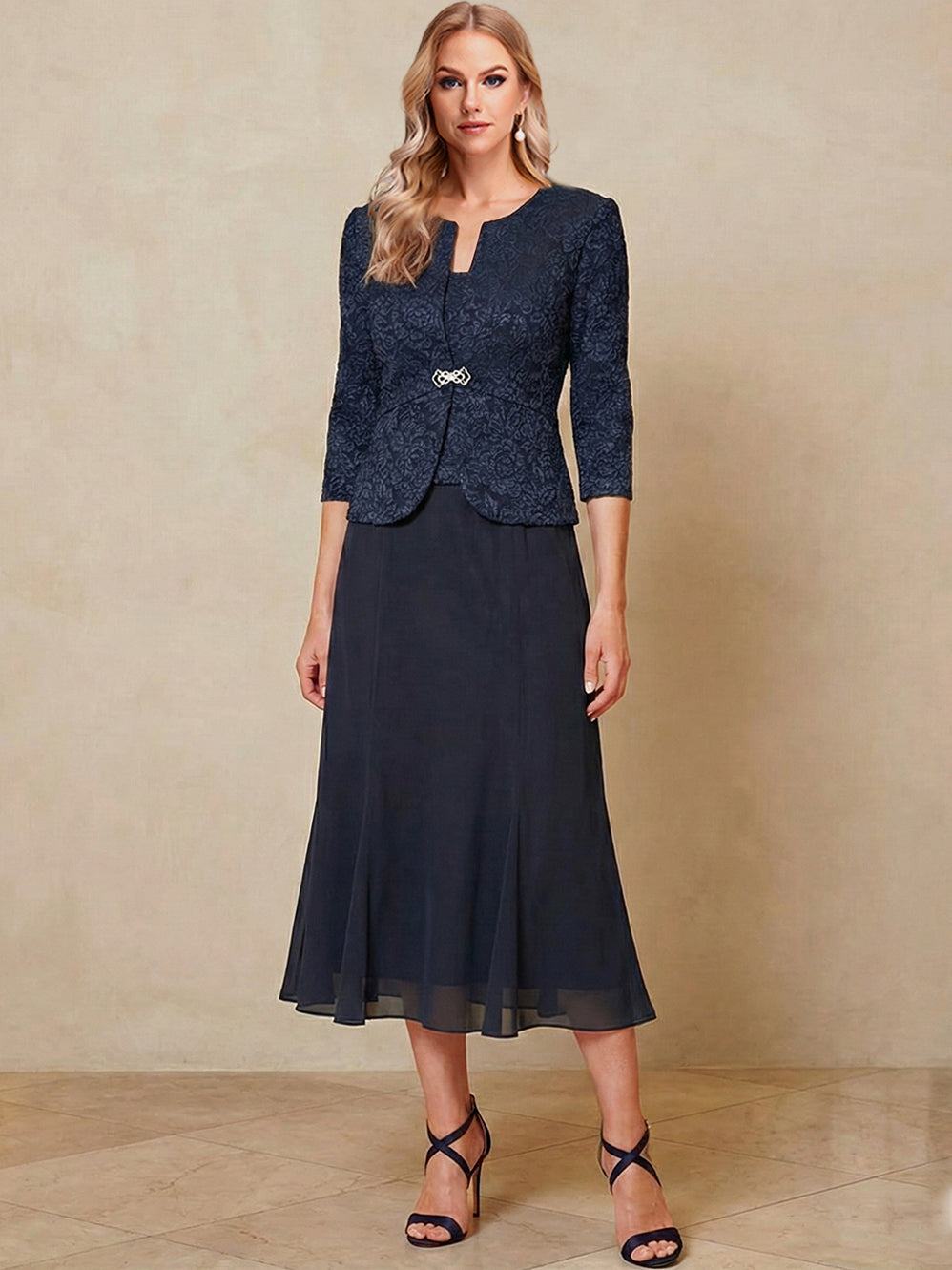 Sheath/Column Scoop Sleeveless 2 Pieces Mother of the Bride Dresses with Beadings & Jacket