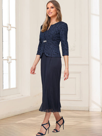 Sheath/Column Scoop Sleeveless 2 Pieces Mother of the Bride Dresses with Beadings & Jacket