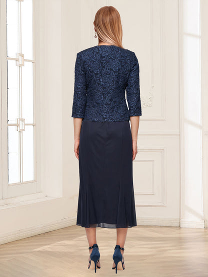 Sheath/Column Scoop Sleeveless 2 Pieces Mother of the Bride Dresses with Beadings & Jacket