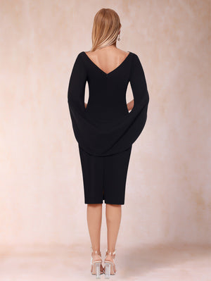 Sheath/Column Crew Neck Cape Sleeves Mother of the Bride Dresses