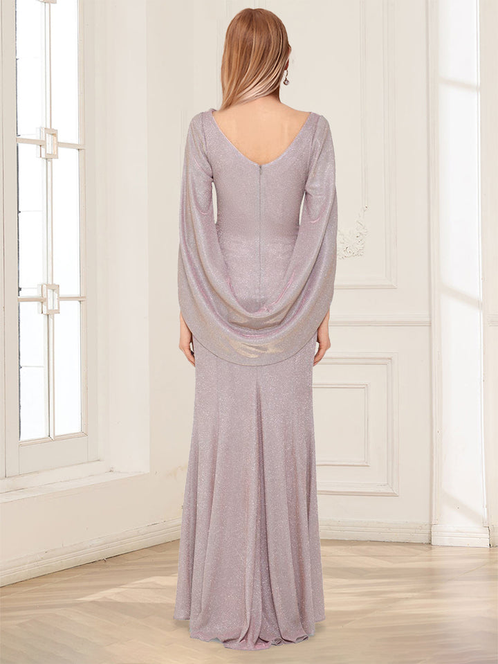 Sheath/Column Crew Neck Short Sleeves Mother of the Bride Dresses With Cape