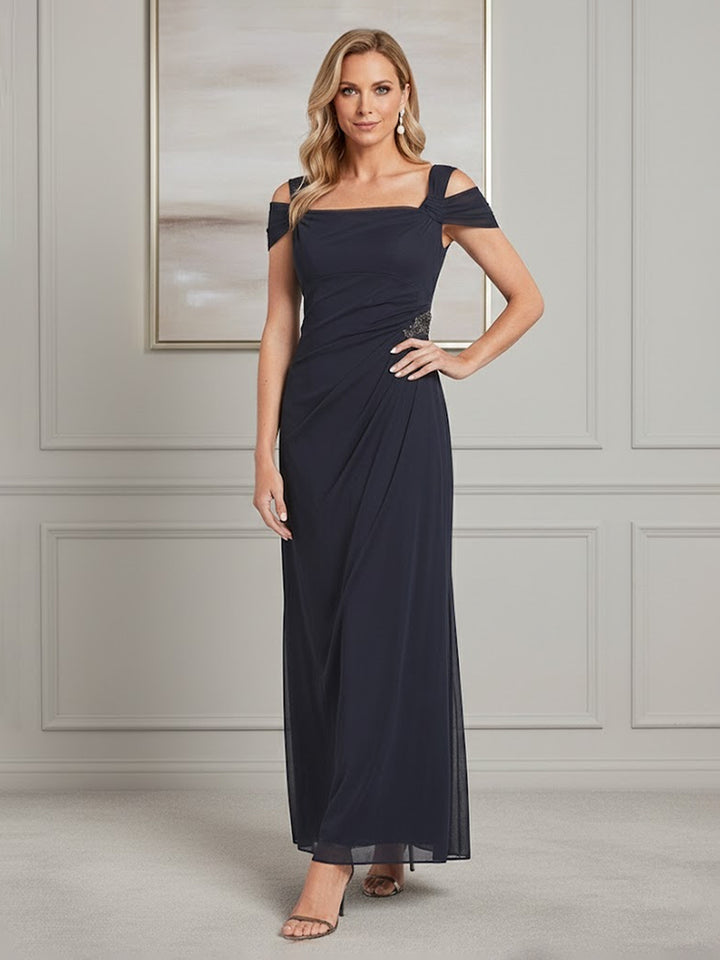 Sheath/Column Cold Shoulder Sleeveless Mother of the Bride Dresses With Beading