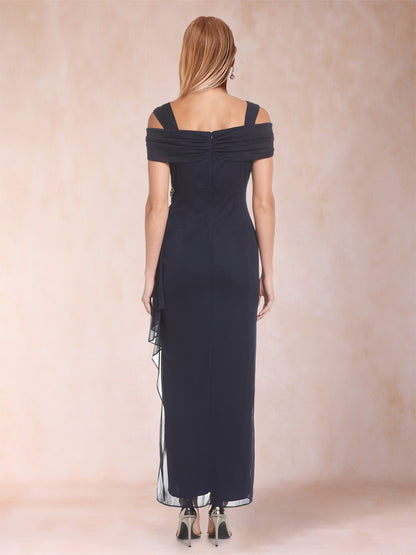 Sheath/Column Cold Shoulder Sleeveless Mother of the Bride Dresses With Beading