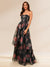 A-Line/Princess Strapless Floor-Length Prom Dresses With Floral