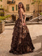 A-Line/Princess Strapless Sweep Train Prom Dresses With Ruffles & Split Side