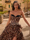 A-Line/Princess Strapless Sweep Train Prom Dresses With Ruffles & Split Side