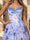 Blue A-Line/Princess Sweetheart Sweep Train Prom Dresses With Ruffles & Split Side