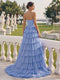 A-Line/Princess Strapless Sweep Train Prom Dresses With Bows & Split Side