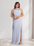 Sheath/Column Halter Ruched Plus Size Bridesmaid Dresses with Split Side