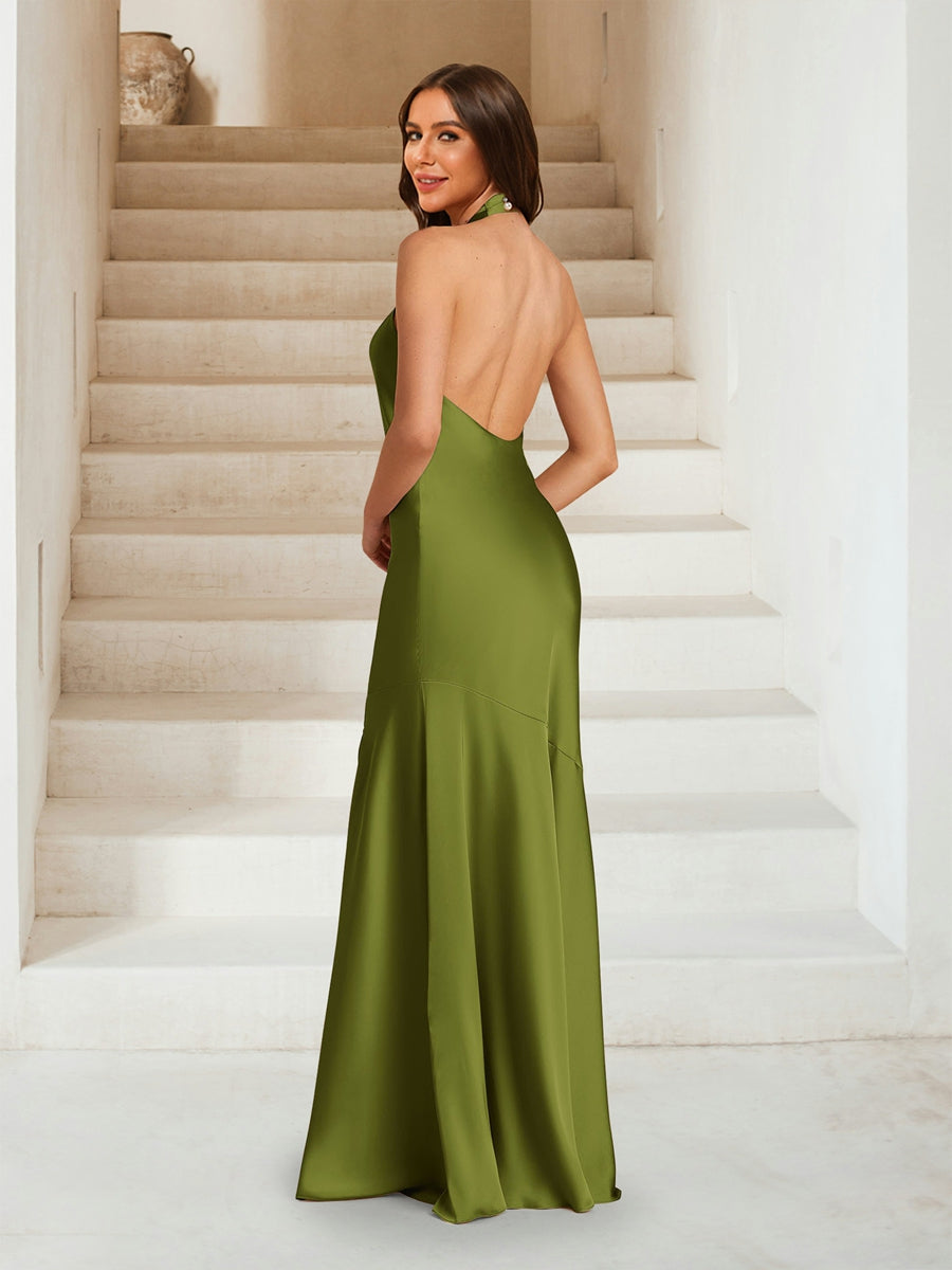 Sheath/Column Criss Cross Ruched Bridesmaid Dresses with Split Side