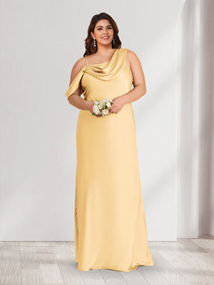 A-Line/Princess Asymmetrical One-shoulder Floor-Length Plus Size Bridesmaid Dresses
