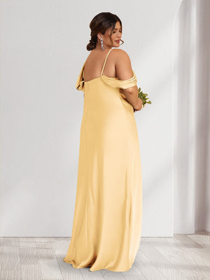 A-Line/Princess Asymmetrical One-shoulder Floor-Length Plus Size Bridesmaid Dresses