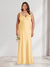 A-Line/Princess V-Neck Sleeveless Floor-Length Ruched Plus Size Bridesmaid Dresses