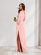Sheath/Column One-Shoulder 3/4 Sleeves Bridesmaid Dresses with Split Side