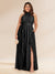 Chiffon A-Line/Princess Halter Plus Size Bridesmaid Dresses with Split Side & Ruffles