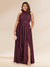 Chiffon A-Line/Princess Halter Plus Size Bridesmaid Dresses with Split Side & Ruffles