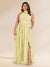 Chiffon A-Line/Princess Halter Plus Size Bridesmaid Dresses with Split Side & Ruffles