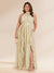 Chiffon A-Line/Princess Halter Plus Size Bridesmaid Dresses with Split Side & Ruffles