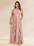 Chiffon A-Line/Princess Halter Plus Size Bridesmaid Dresses with Split Side & Ruffles