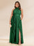 Chiffon A-Line/Princess Halter Plus Size Bridesmaid Dresses with Split Side & Ruffles