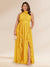 Chiffon A-Line/Princess Halter Plus Size Bridesmaid Dresses with Split Side & Ruffles
