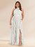 Chiffon A-Line/Princess Halter Plus Size Bridesmaid Dresses with Split Side & Ruffles