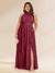 Chiffon A-Line/Princess Halter Plus Size Bridesmaid Dresses with Split Side & Ruffles