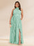 Chiffon A-Line/Princess Halter Plus Size Bridesmaid Dresses with Split Side & Ruffles