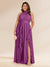 Chiffon A-Line/Princess Halter Plus Size Bridesmaid Dresses with Split Side & Ruffles