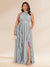 Chiffon A-Line/Princess Halter Plus Size Bridesmaid Dresses with Split Side & Ruffles