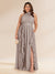 Chiffon A-Line/Princess Halter Plus Size Bridesmaid Dresses with Split Side & Ruffles