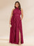 Chiffon A-Line/Princess Halter Plus Size Bridesmaid Dresses with Split Side & Ruffles