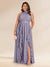 Chiffon A-Line/Princess Halter Plus Size Bridesmaid Dresses with Split Side & Ruffles