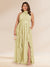 Chiffon A-Line/Princess Halter Plus Size Bridesmaid Dresses with Split Side & Ruffles