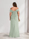 Sheath/Column Off-the-Shoulder Sleeveless Ruched Plus Size Bridesmaid Dresses with 3D Floral