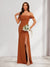 Sheath/Column Cold Shoulder Sleeveless Ruched Bridesmaid Dresses with Split Side
