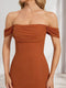 Sheath/Column Cold Shoulder Sleeveless Ruched Bridesmaid Dresses with Split Side