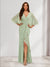 Trumpet/Mermaid V-Neck Half Sleeves Bridesmaid Dresses with Split Side & Ruffles