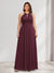 A-Line/Princess Crew Neck Keyhole Plus Size Bridesmaid Dresses with Lace