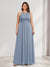 A-Line/Princess Crew Neck Keyhole Plus Size Bridesmaid Dresses with Lace